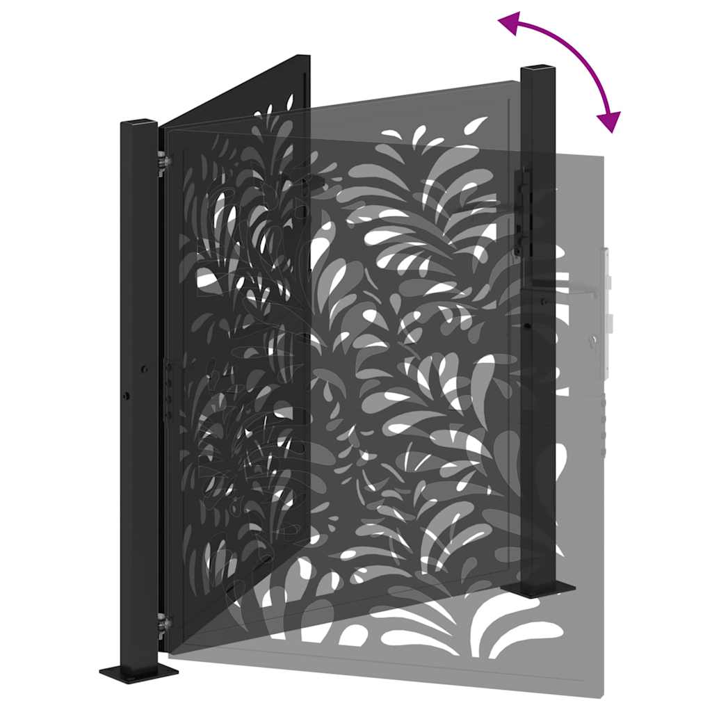 Gartentor Schwarz 100x100 cm Stahl Lichtdesign