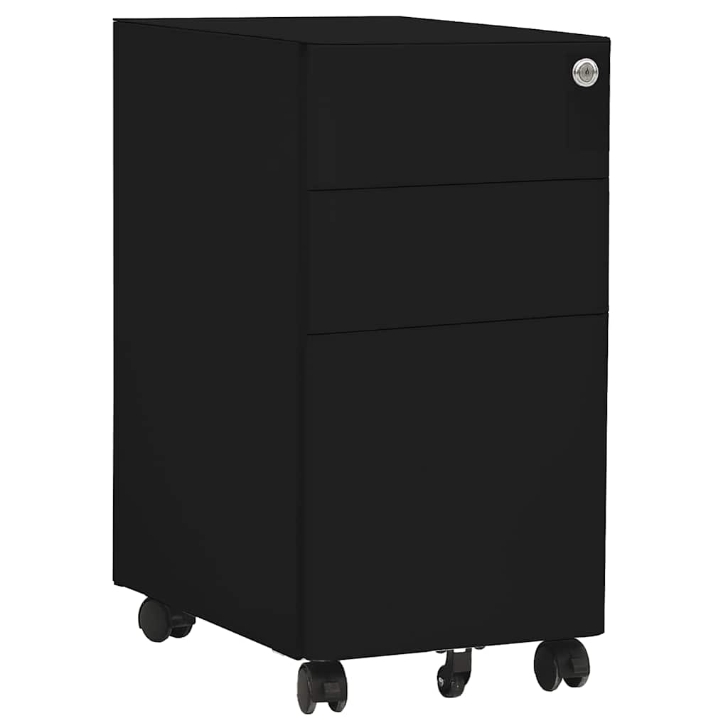Aktenschrank mit Rollen Weiß 30x45x59 cm Stahl