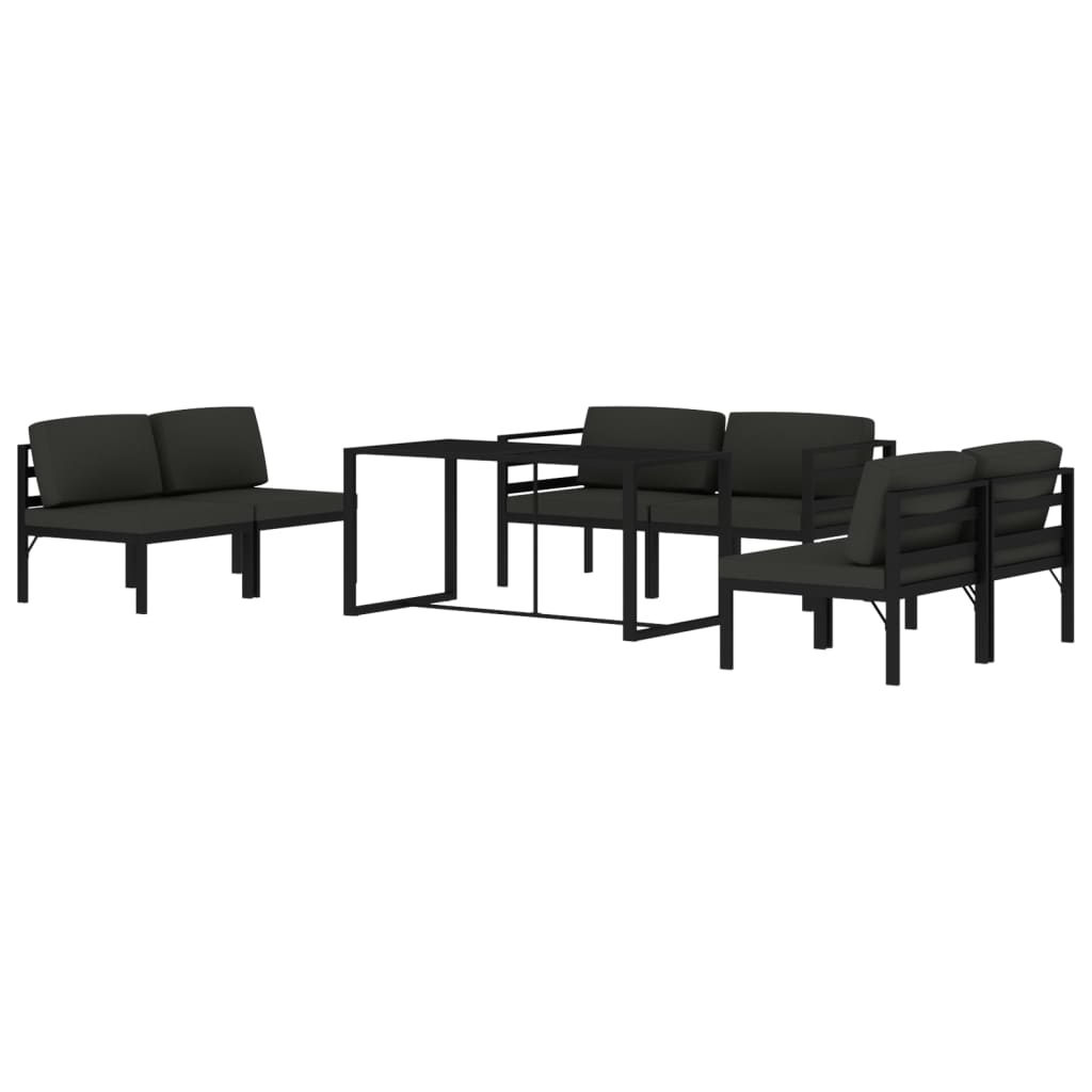 10-tlg. Garten-Lounge-Set mit Kissen Aluminium Anthrazit