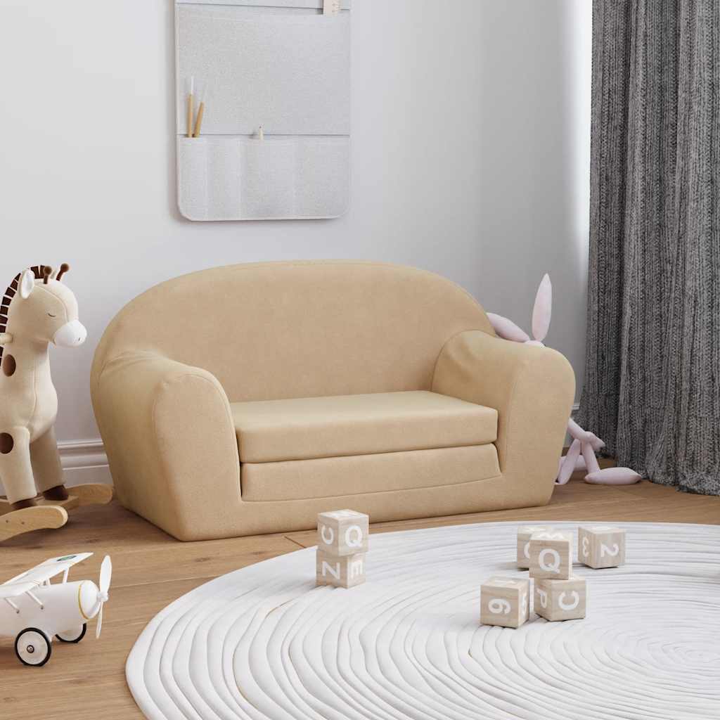 Kindersofa Hellgrau mit Sternen Weich Plüsch