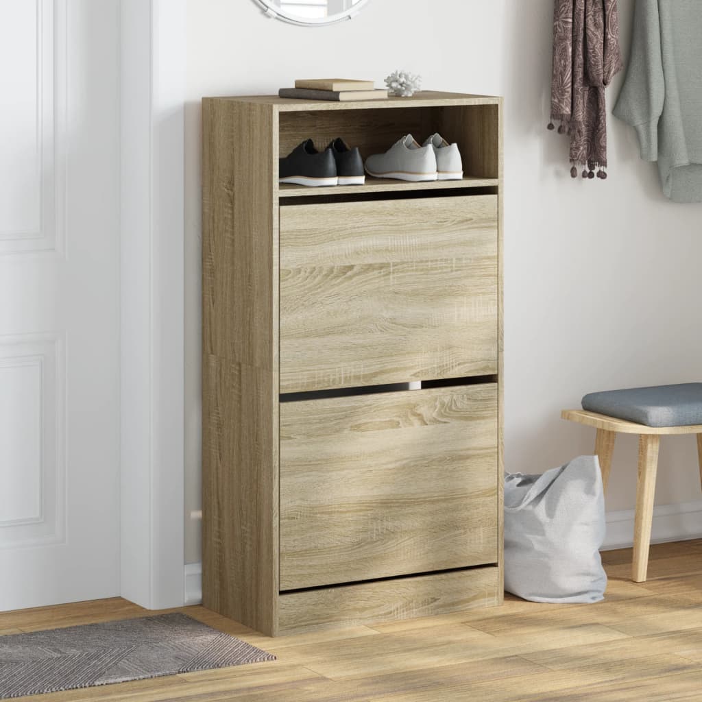 Schuhschrank mit 2 Klappen Weiß 80x34x116 cm