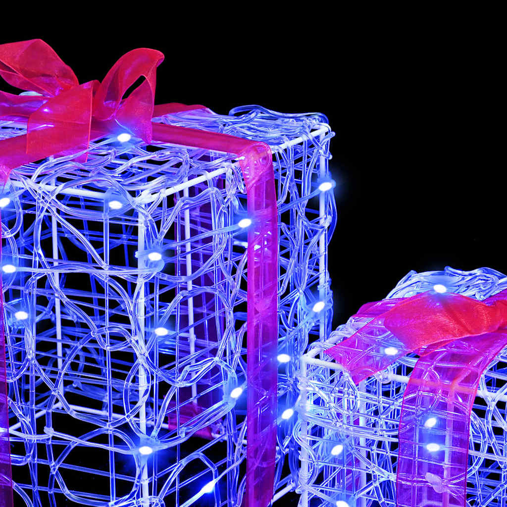 Geschenkbox mit 60 LEDs 3 pcs Warmweiß 20 x 20 x 20 cm Acryl