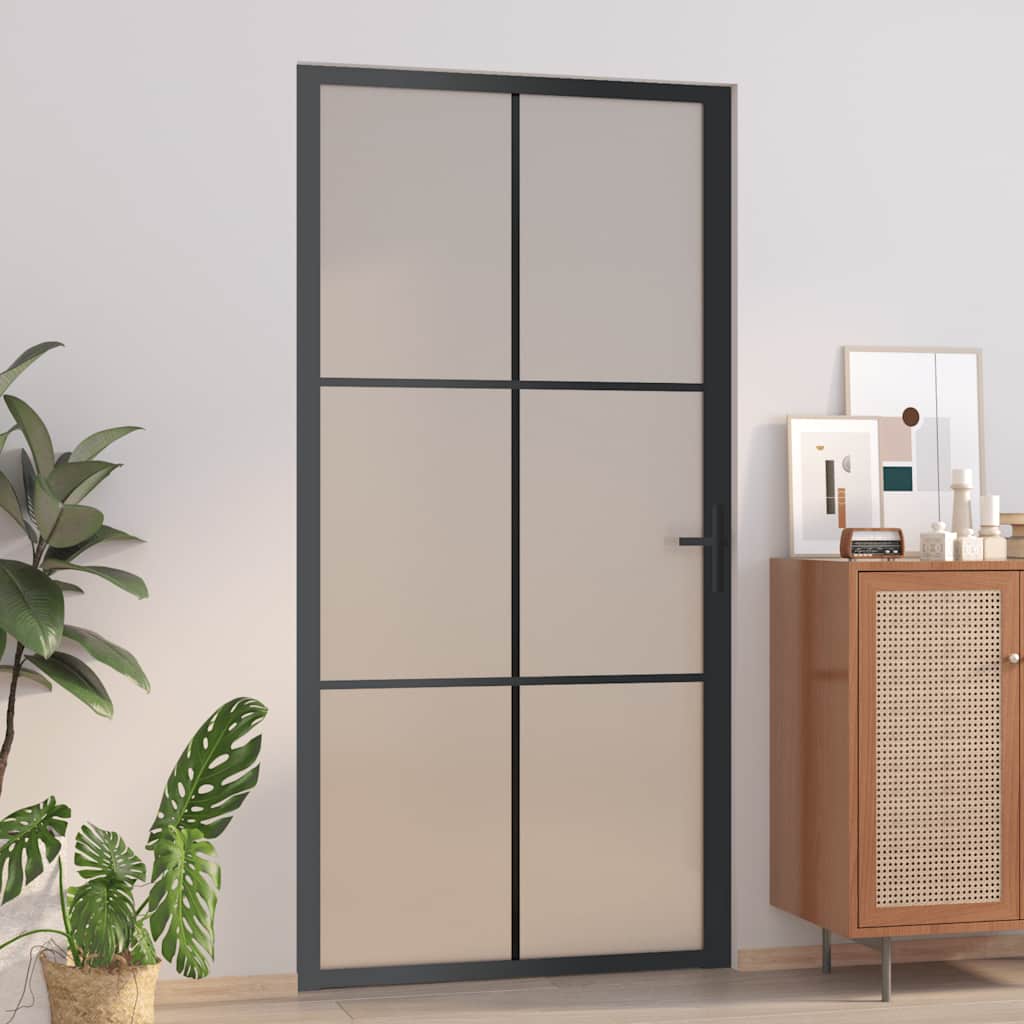 Innentür ESG Glas und Aluminium 76x201,5 cm Schwarz