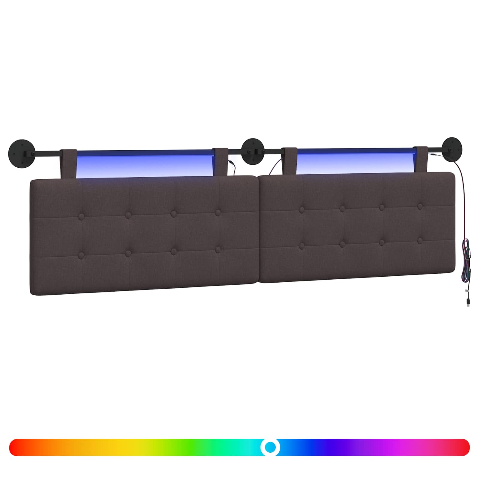 Hängendes Kopfteil Mit LED Licht Wolkengrau Stoff