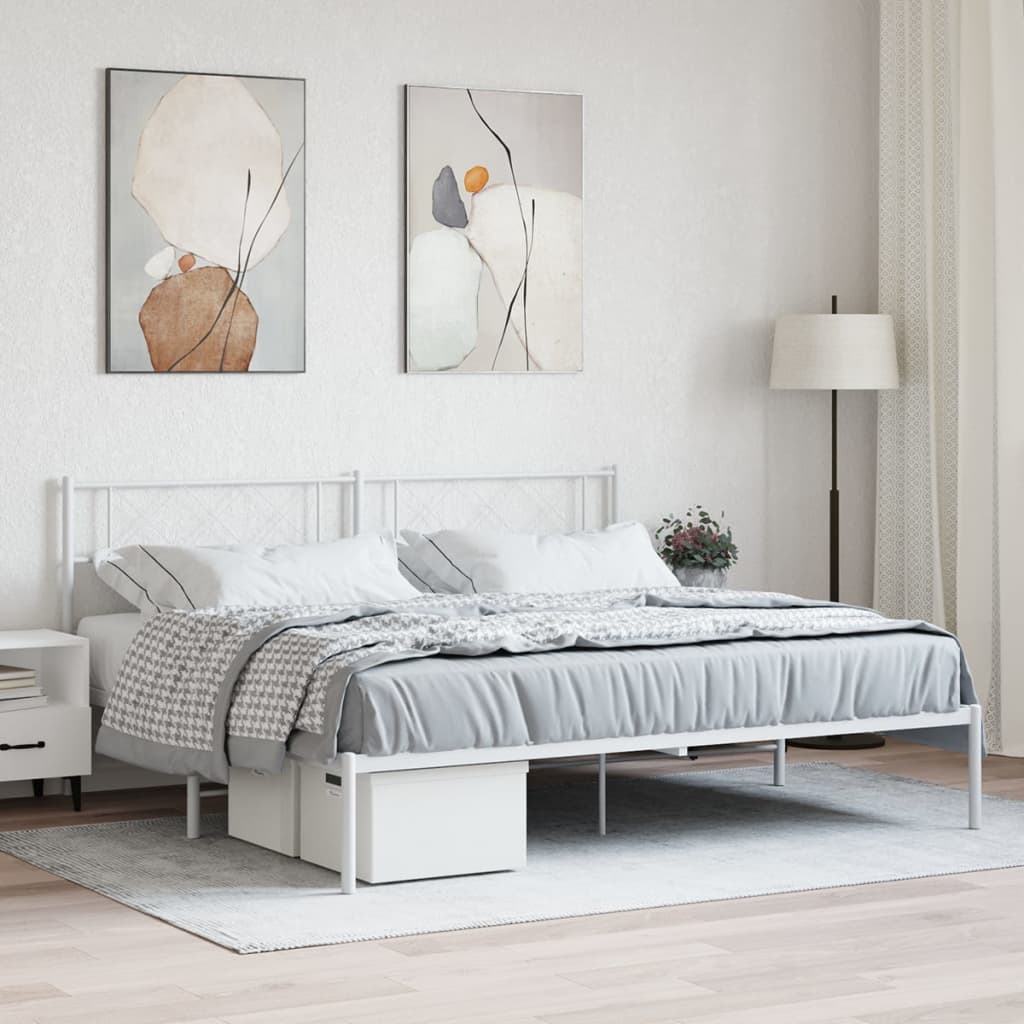 Bettgestell mit Kopfteil Metall Schwarz 100x190 cm