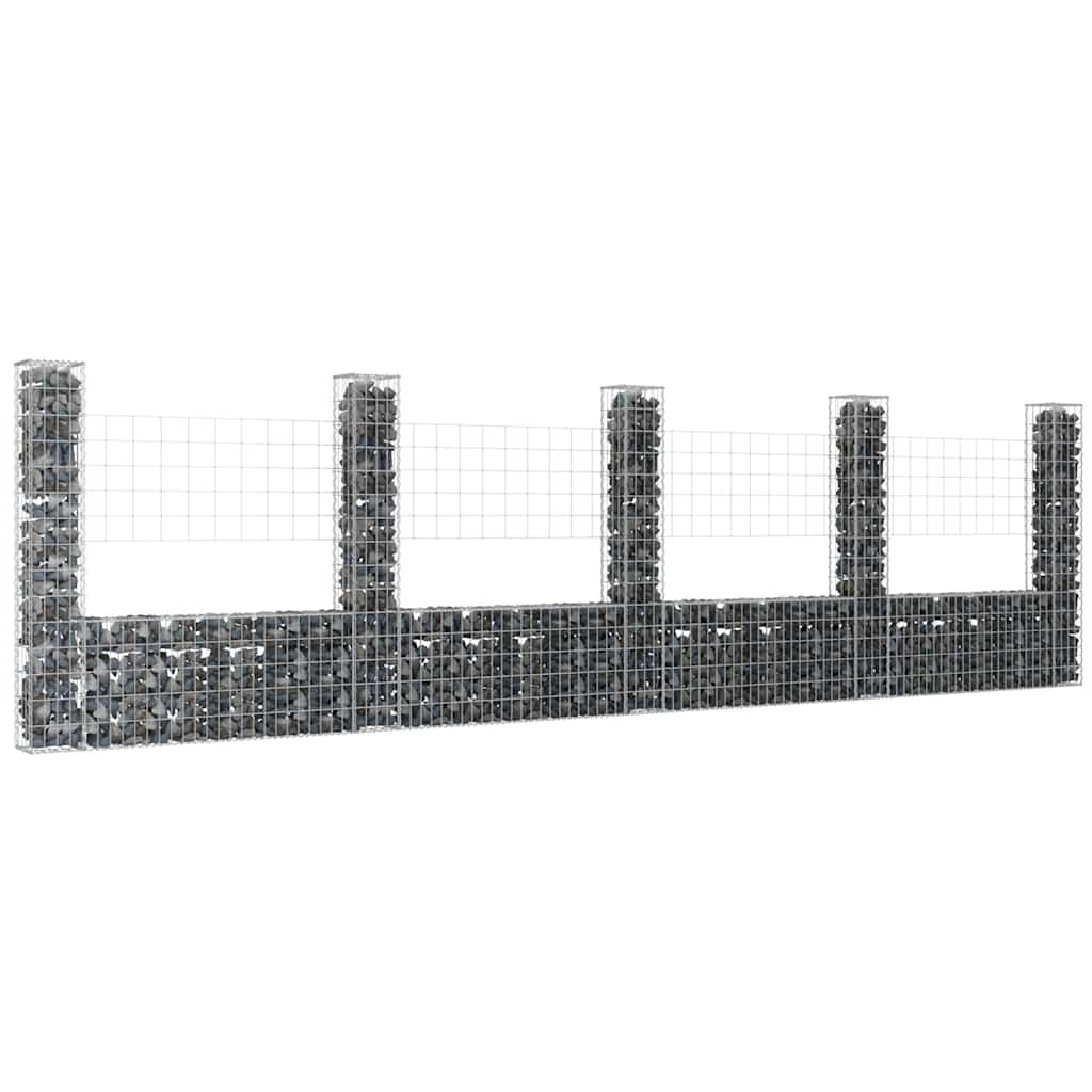 Gabionenkorb U-Form mit 2 Säulen Eisen 140x20x150 cm