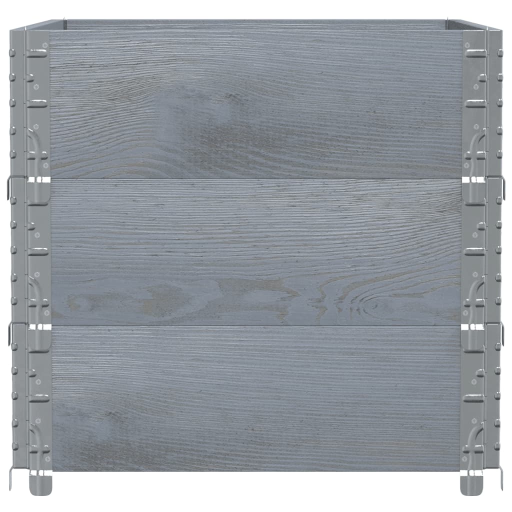 Paletten-Aufsatzrahmen Schwarz 80x60 cm Massivholz Kiefer