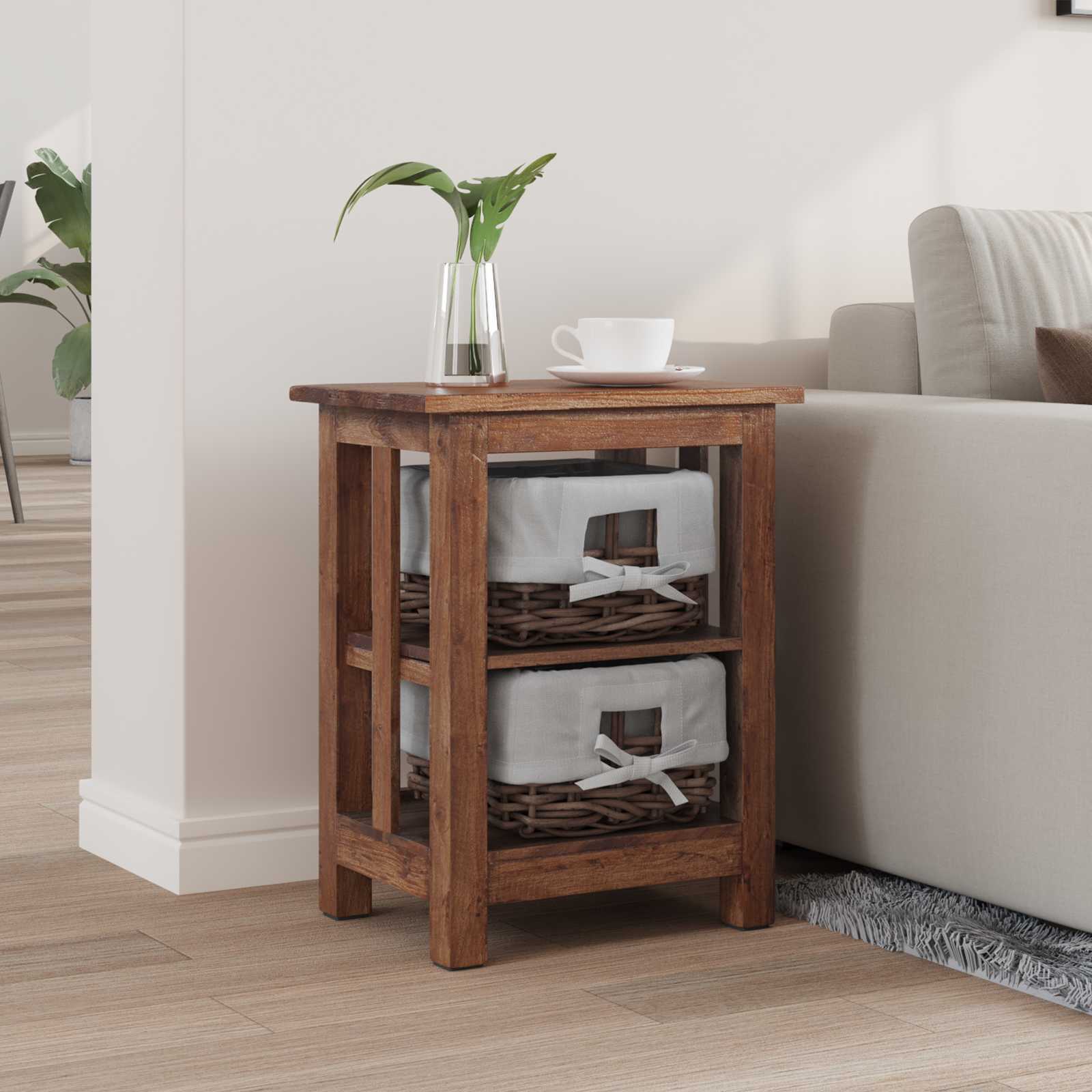 Beistelltisch Braun 38 x 28 x 35 cm Massivholz Mahagoni