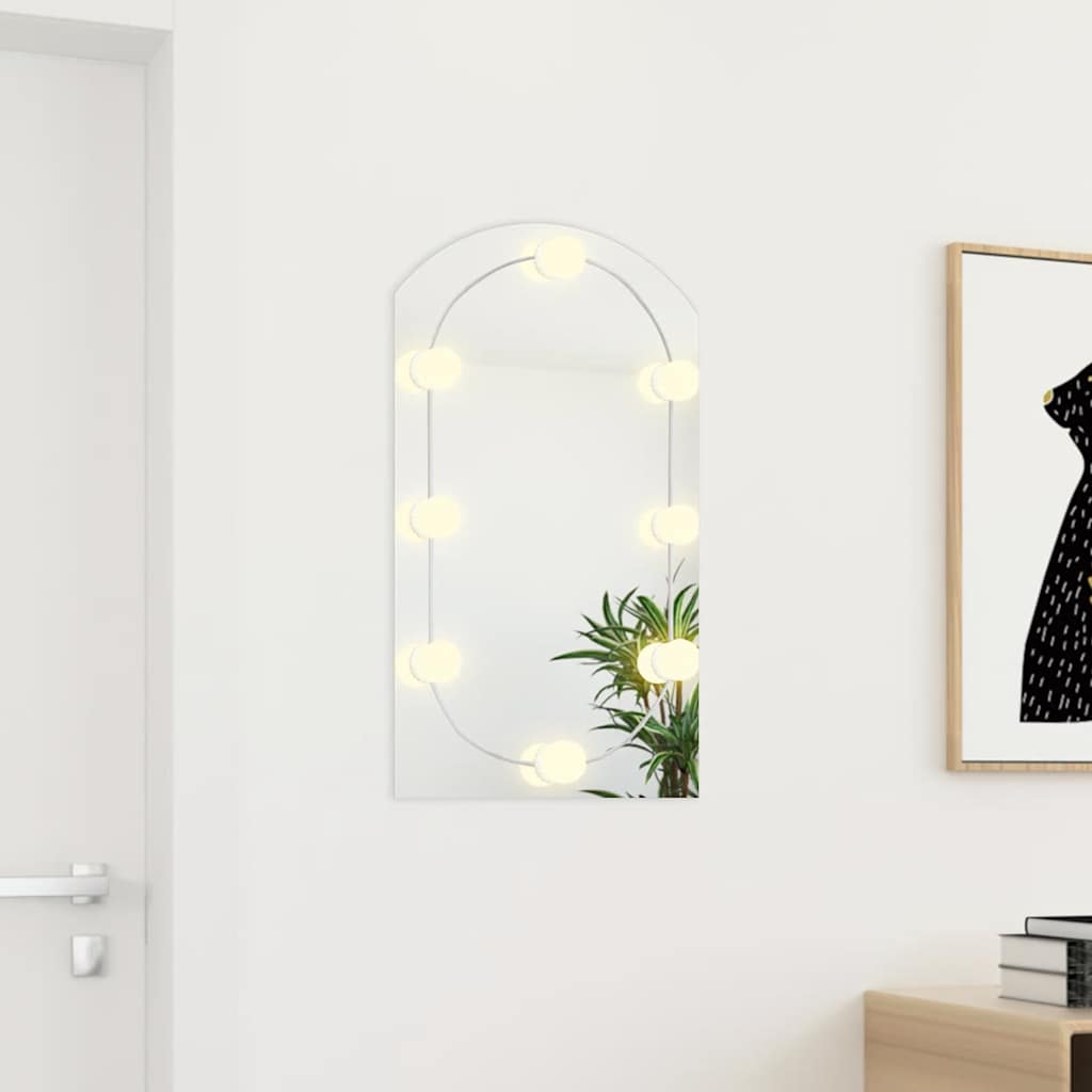 Spiegel mit LED-Leuchten 60x30 cm Glas Oval