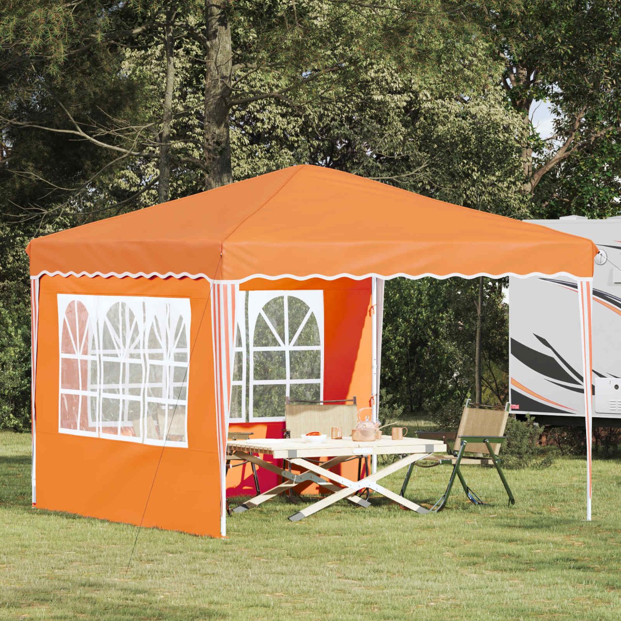 Pop-up Partyzelt 288 x 288 x 245 cm Creme Oxford-Stoff