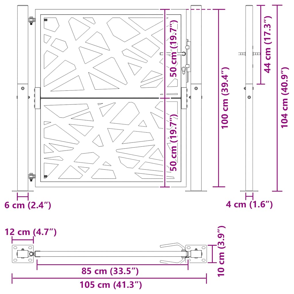 Gartentor Schwarz 100x100 cm Stahl Lichtdesign