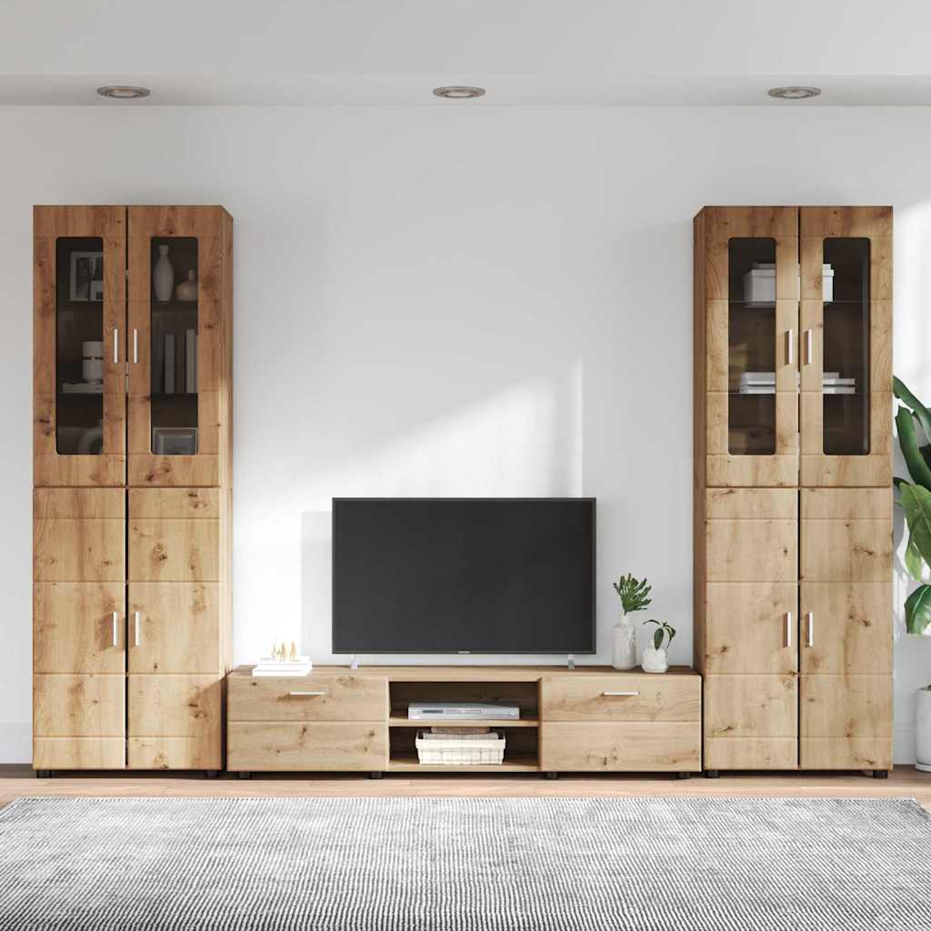 Highboard mit Regal FLORIN Weiß 60 x 35 x 182 cm Holzwerkstoff