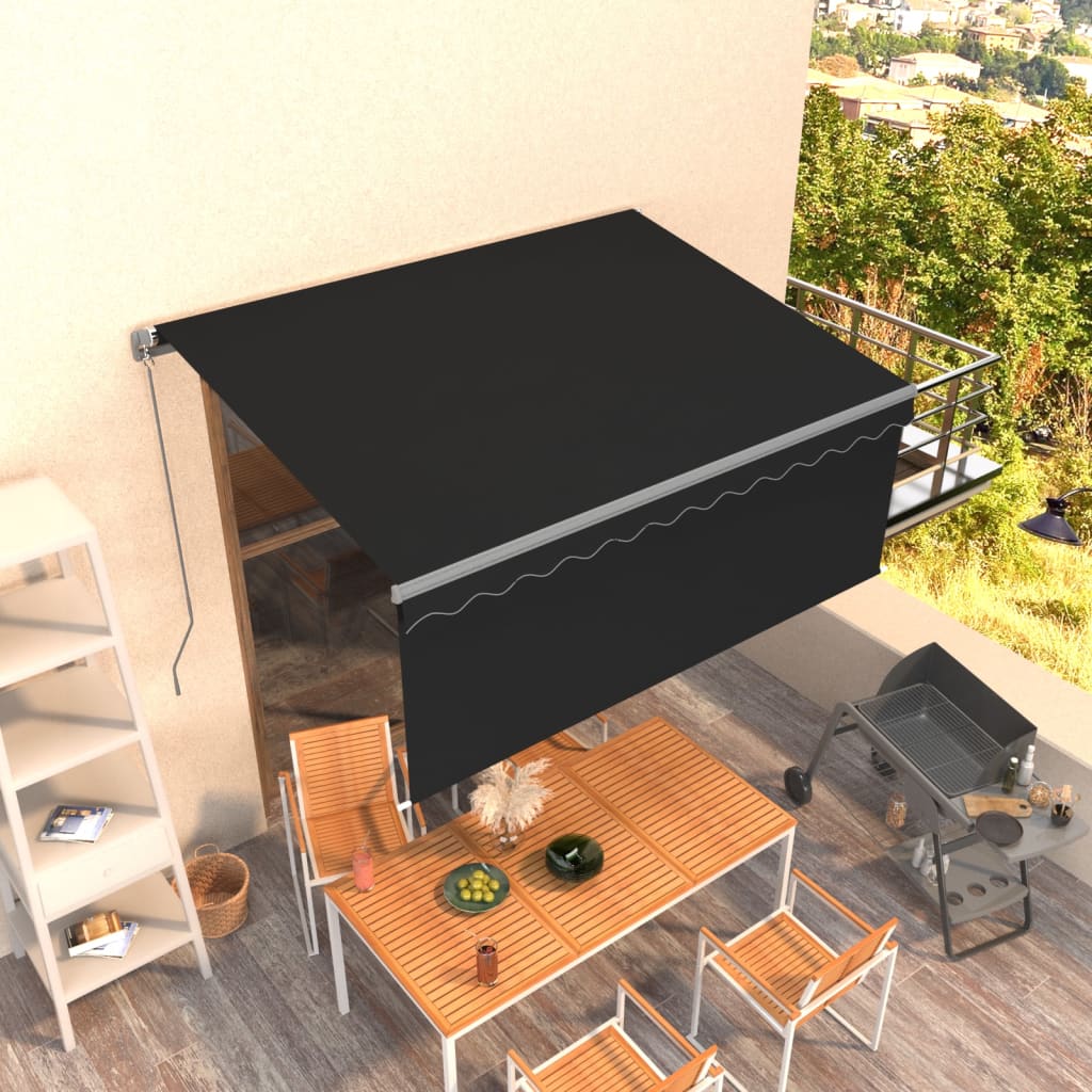 Markise Manuell Einziehbar mit Rollo 3x2,5 m Creme