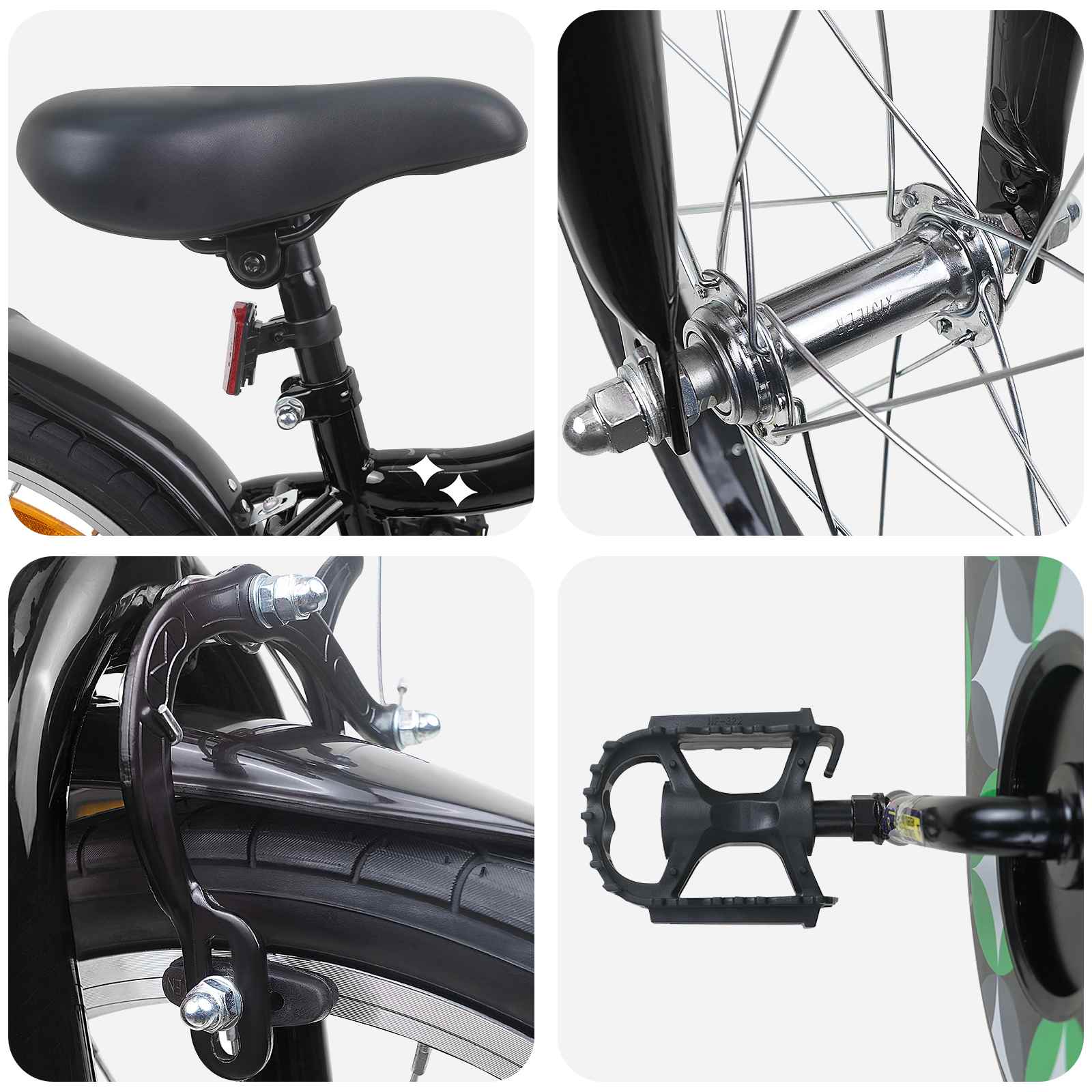 Kinderfahrrad 12 Zoll für 2-4 Jahre alt Schwarz