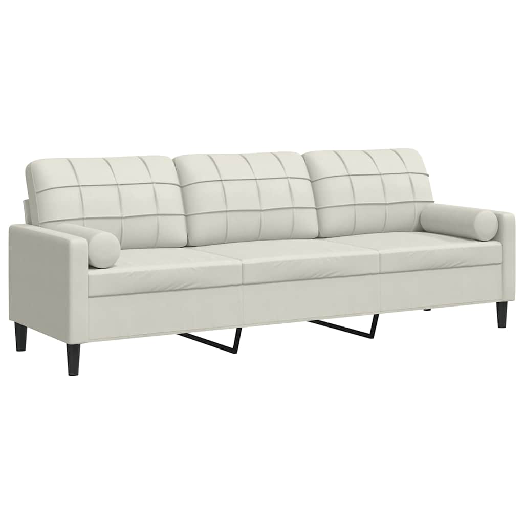 2-Sitzer-Sofa mit Zierkissen Hellgrau 120 cm Samt