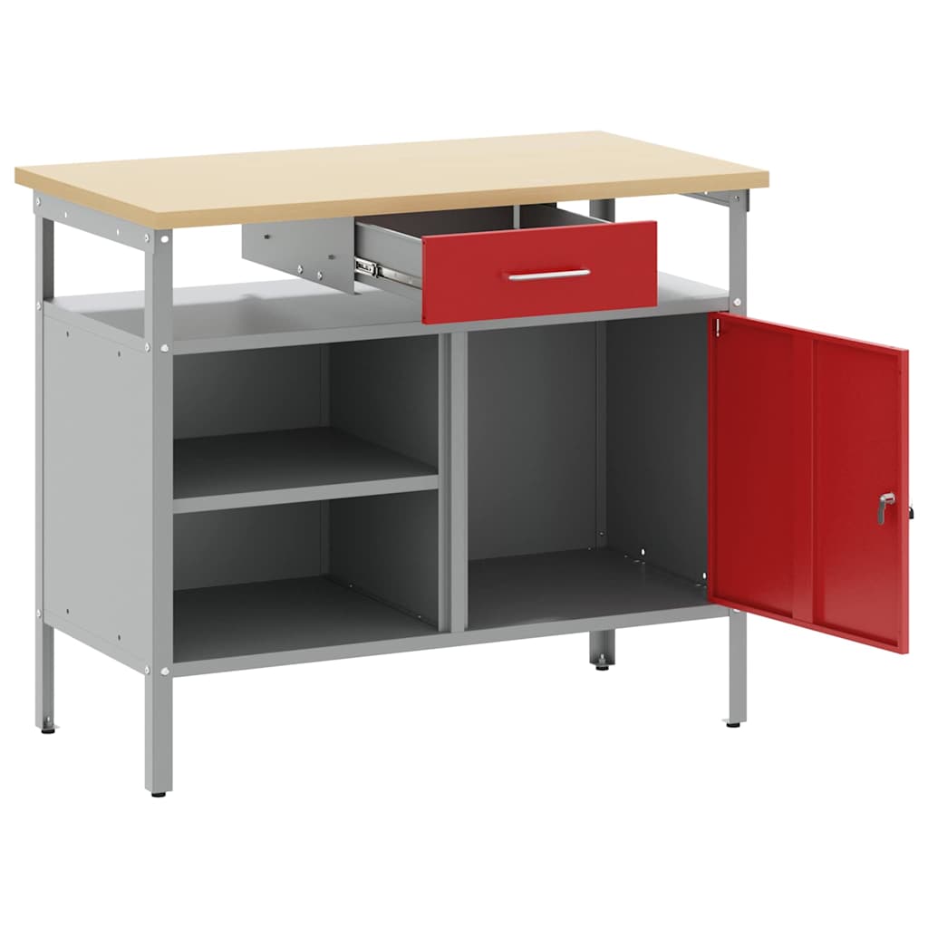 Werkbank mit Schubladen Schwarz und Grau 100 x 55 x 85 cm
