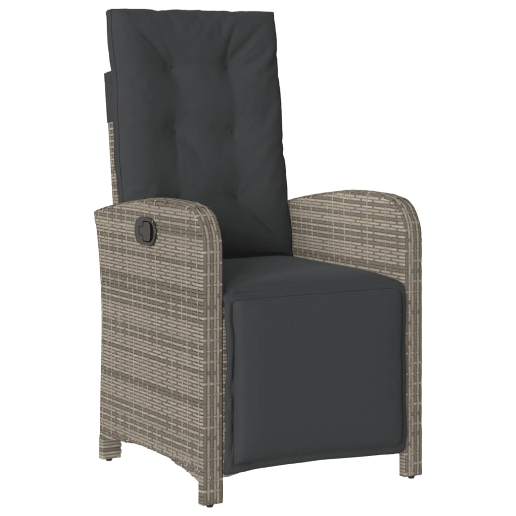 Gartensessel mit Fußteil Verstellbar Schwarz Poly Rattan
