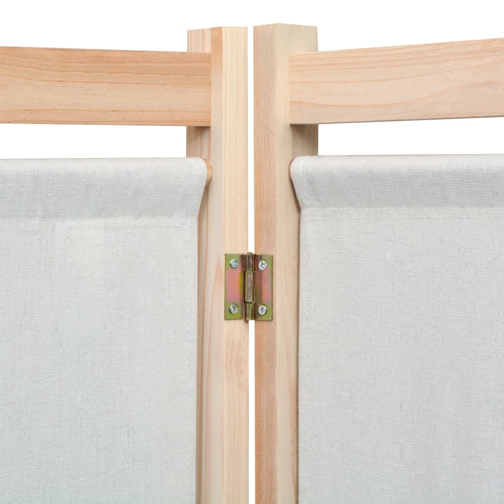 5-teiliger Raumteiler Creme 200 x 170 x 4 cm Stoff