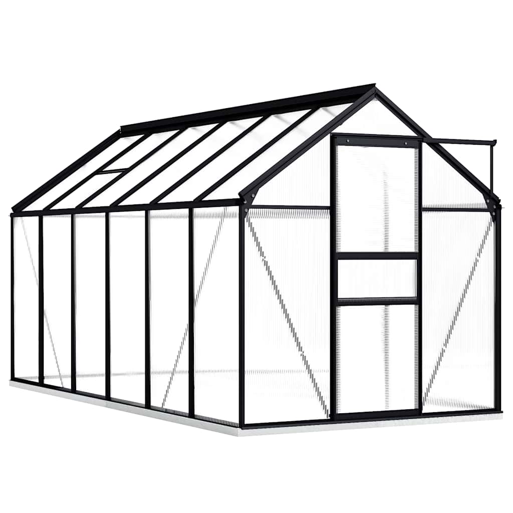 Gewächshaus mit Fundament Anthrazit Aluminium 3,61 m²