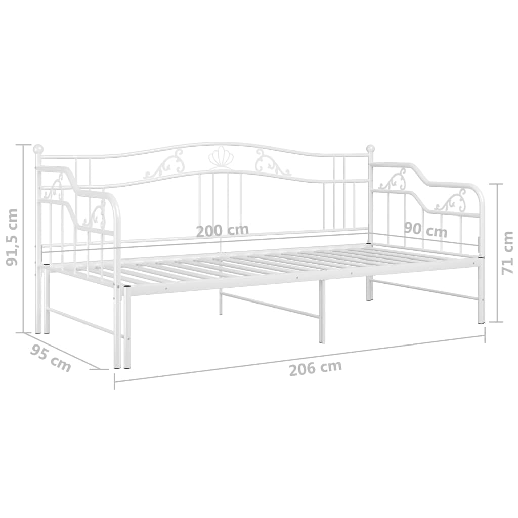 Ausziehsofa Bettgestell Schwarz Metall 90x200 cm