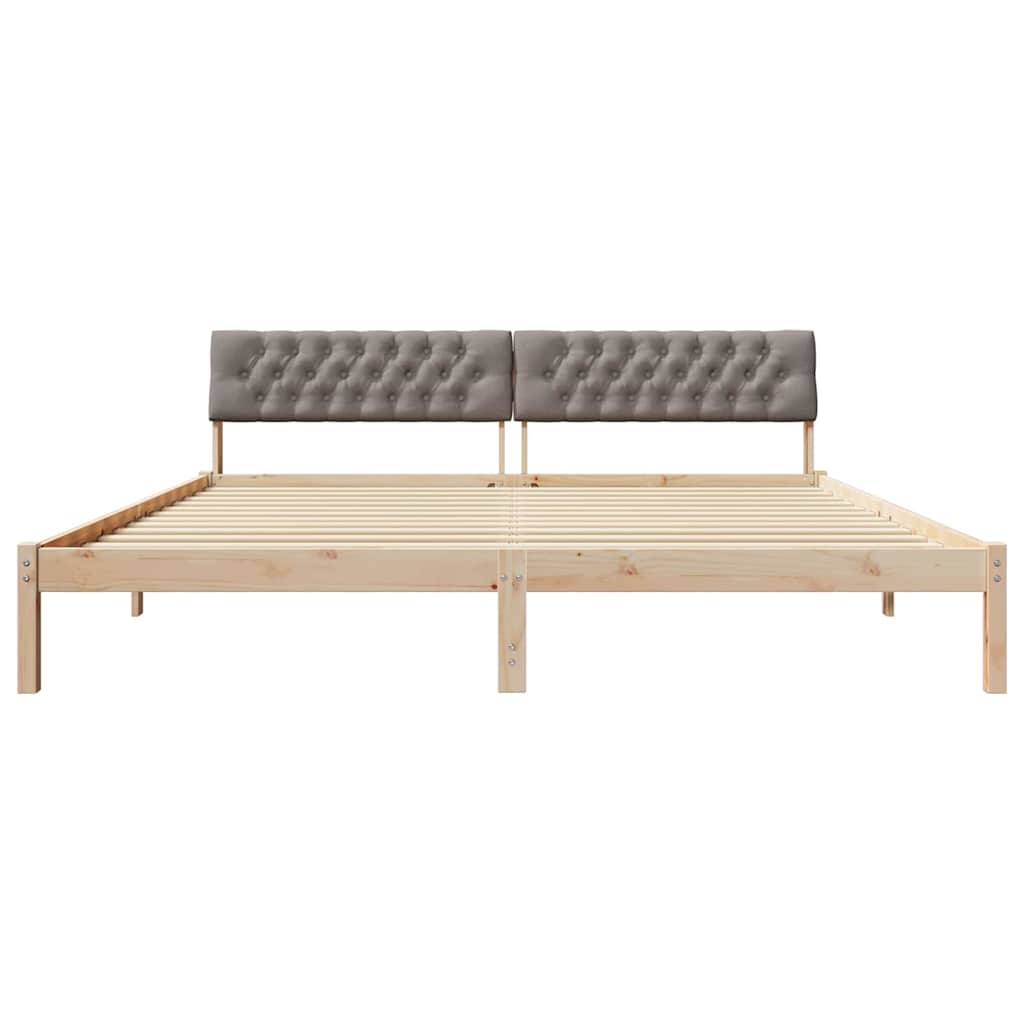 Bettgestell Braun und hellgrau 200 x 200 cm Massivholz Kiefer