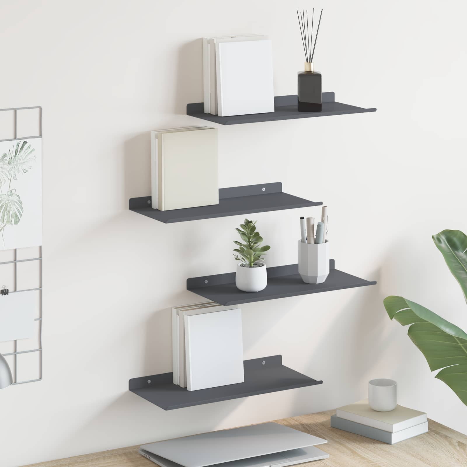 Schwebendes Regal 3 pcs Schwarz 40 x 9 x 2,5 cm Stahl