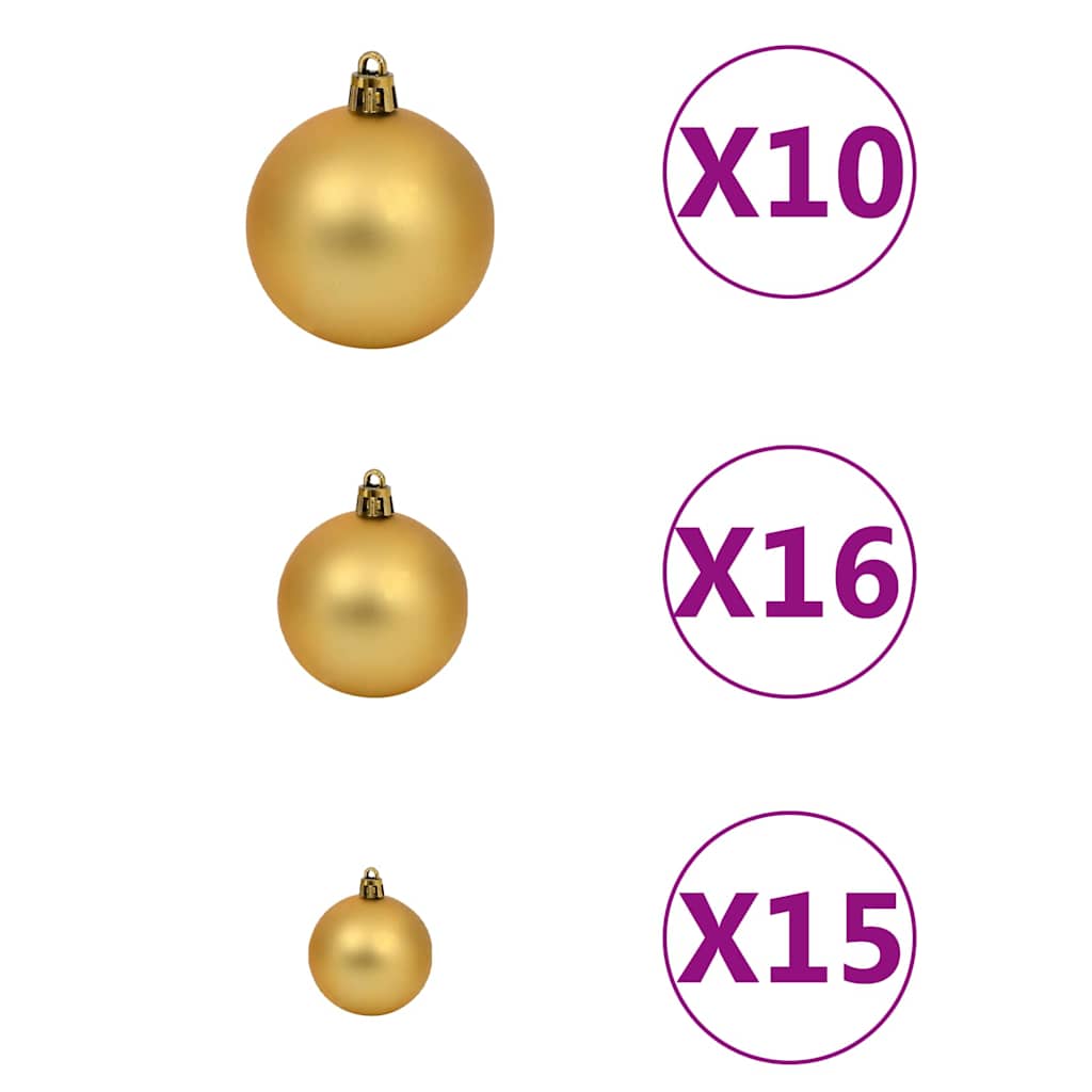 Künstlicher Weihnachtsbaum mit Beleuchtung & Kugeln Weiß 120 cm