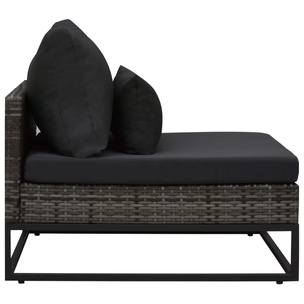 5-tlg. Garten-Sofagarnitur mit Auflagen Poly Rattan Grau
