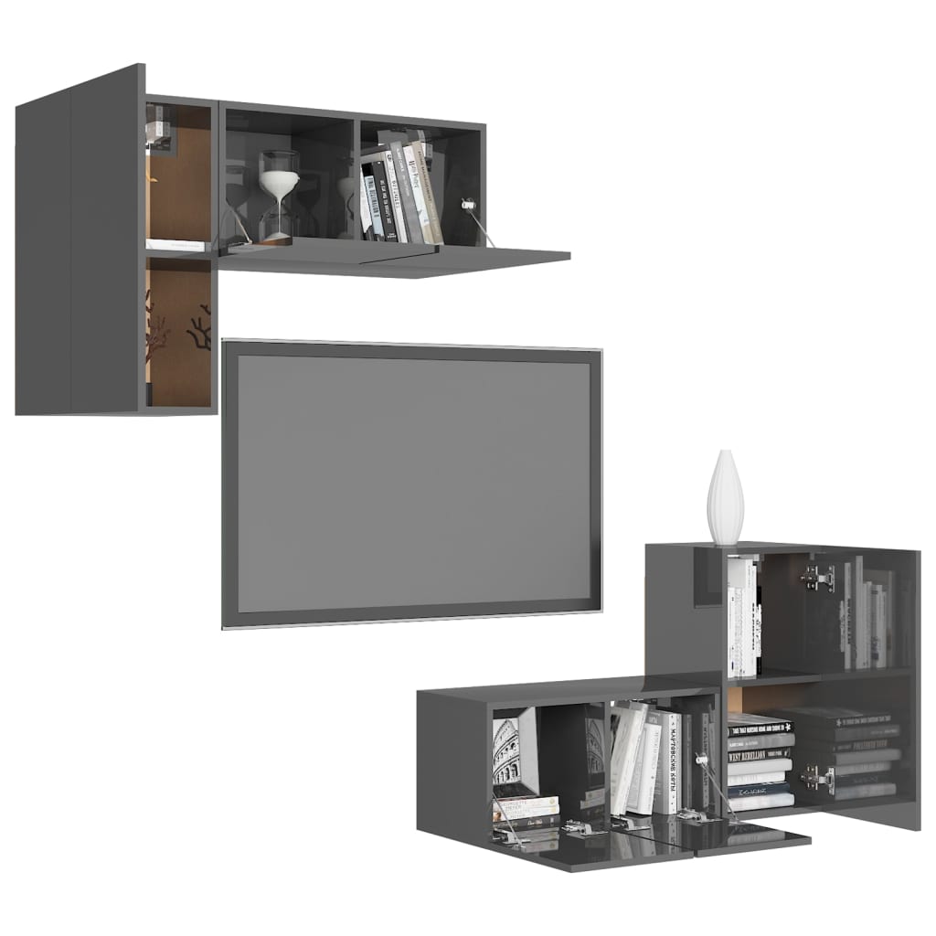 4-tlg. TV-Schrank-Set Weiß Holzwerkstoff