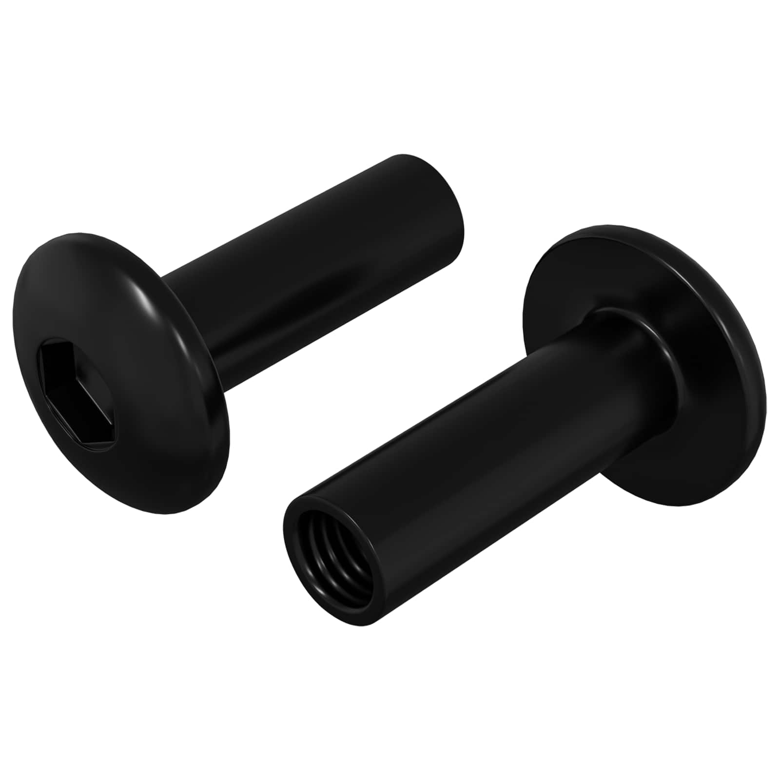 Hülsenmuttern 2 pcs Schwarz M4 x 14,5 mm Metall