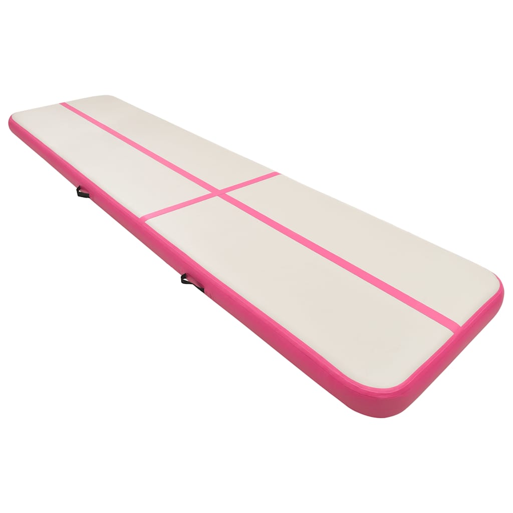 Aufblasbare Gymnastikmatte mit Pumpe 300×100×10 cm PVC Rosa