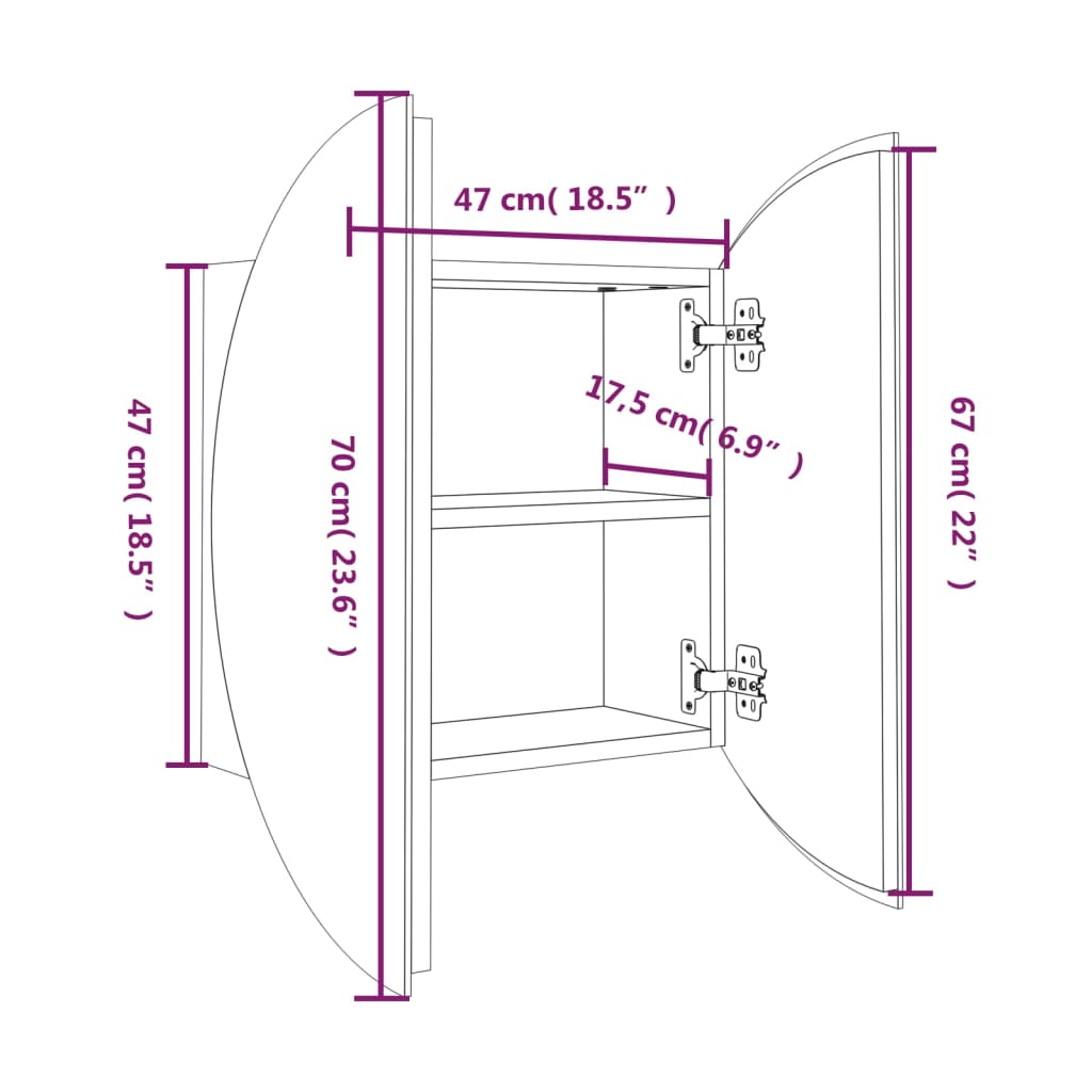 Badezimmerschrank mit Rundem Spiegel & LED Weiß 40x40x17,5 cm