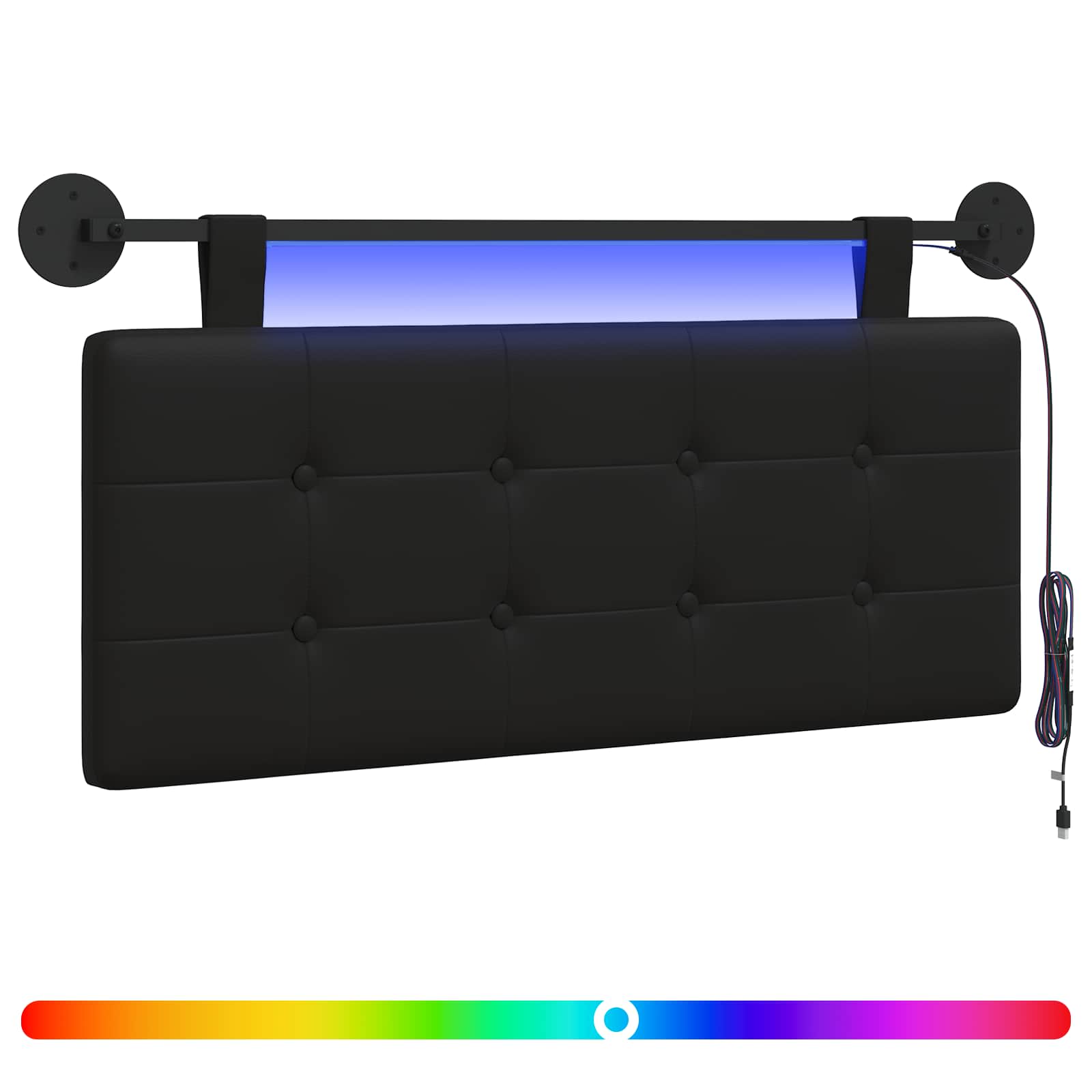 Hängendes Kopfteil Mit LED Licht Creme Kunstleder