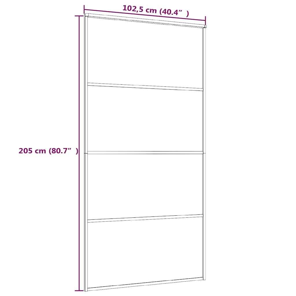 Schiebetür Aluminium und ESG Glas 90x205 cm Schwarz