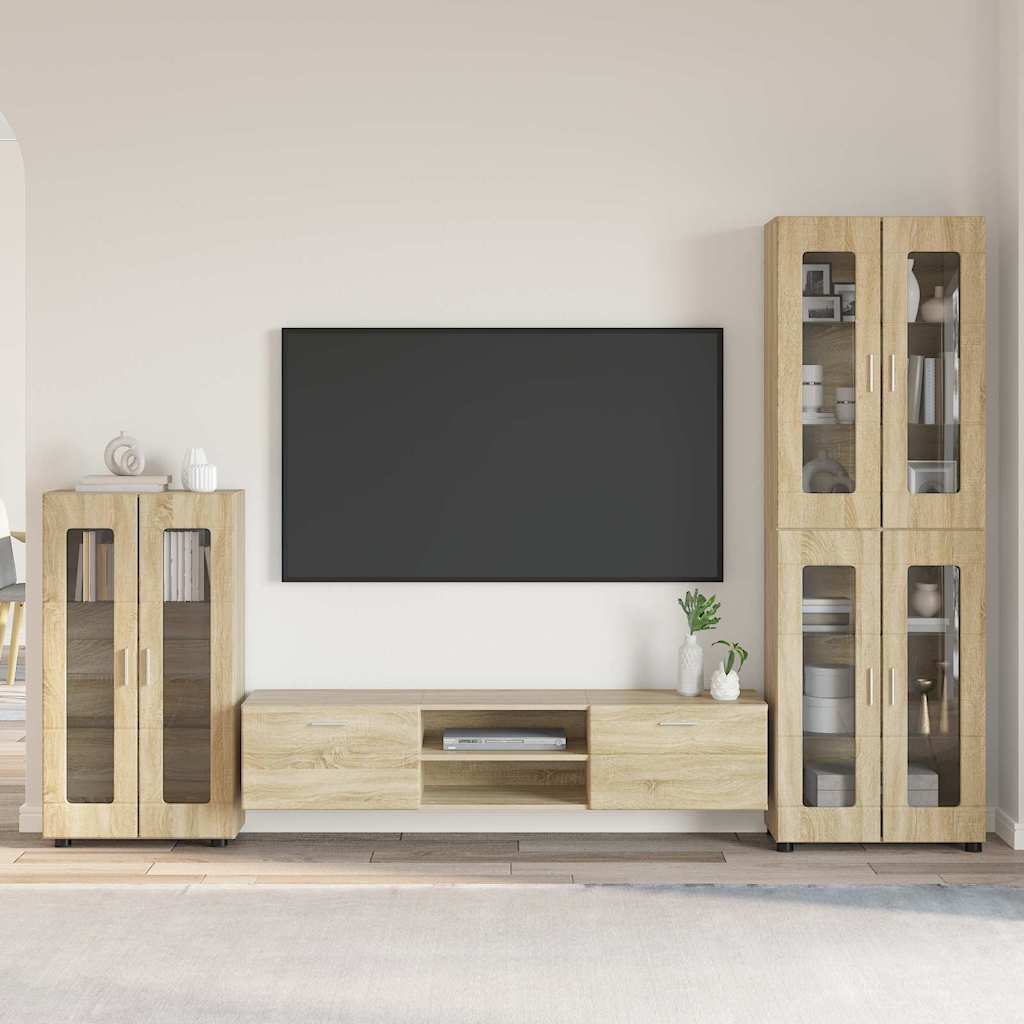 Highboard mit Regal FLORIN Weiß 60 x 35 x 182 cm Holzwerkstoff