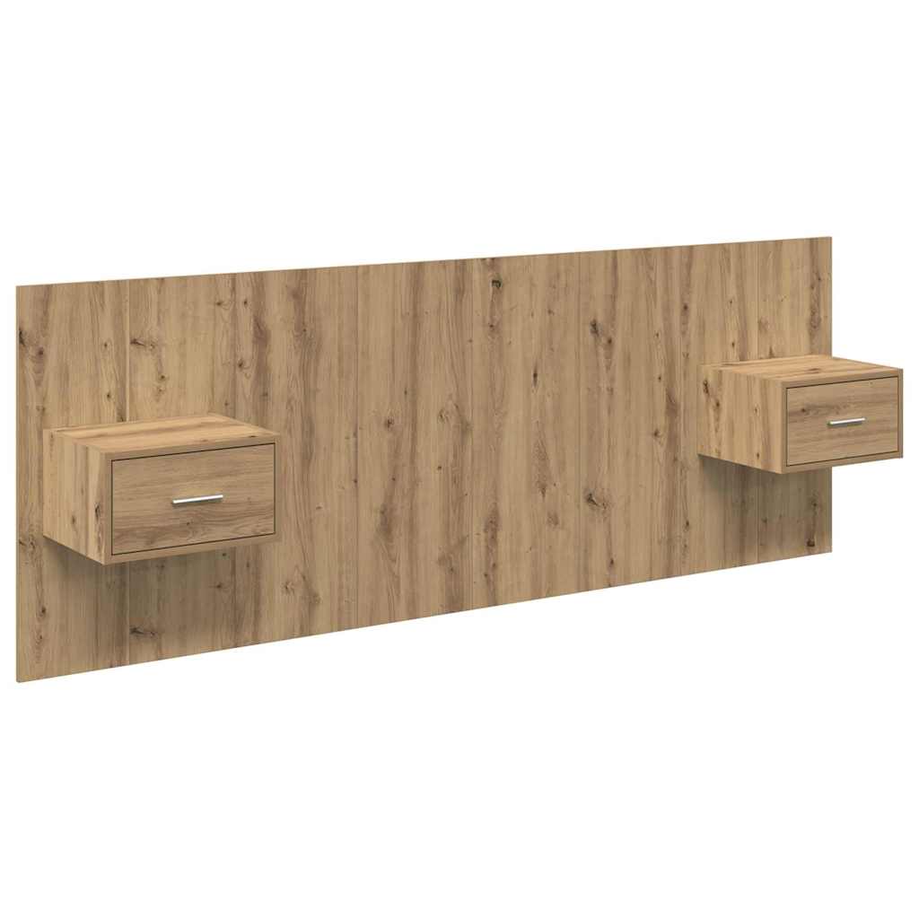 Kopfteil mit Nachttischen Weiß Holzwerkstoff