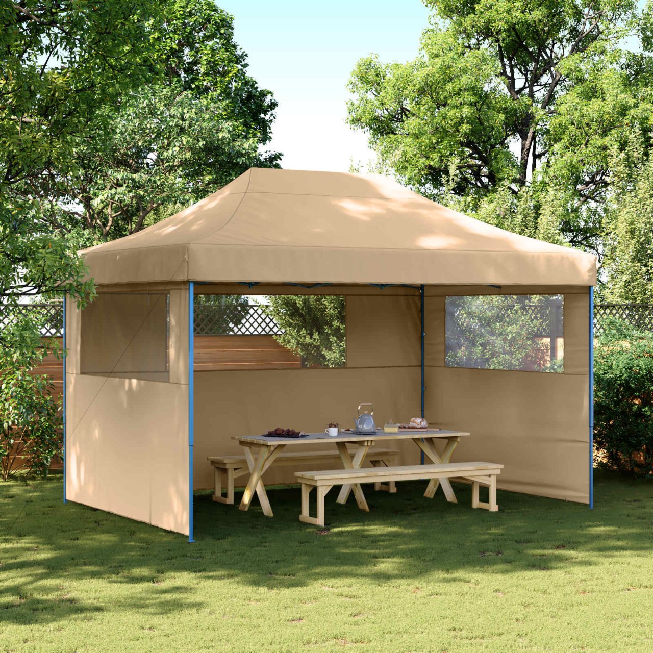 Partyzelt Faltbar Pop-Up Beige 410x279x315 cm