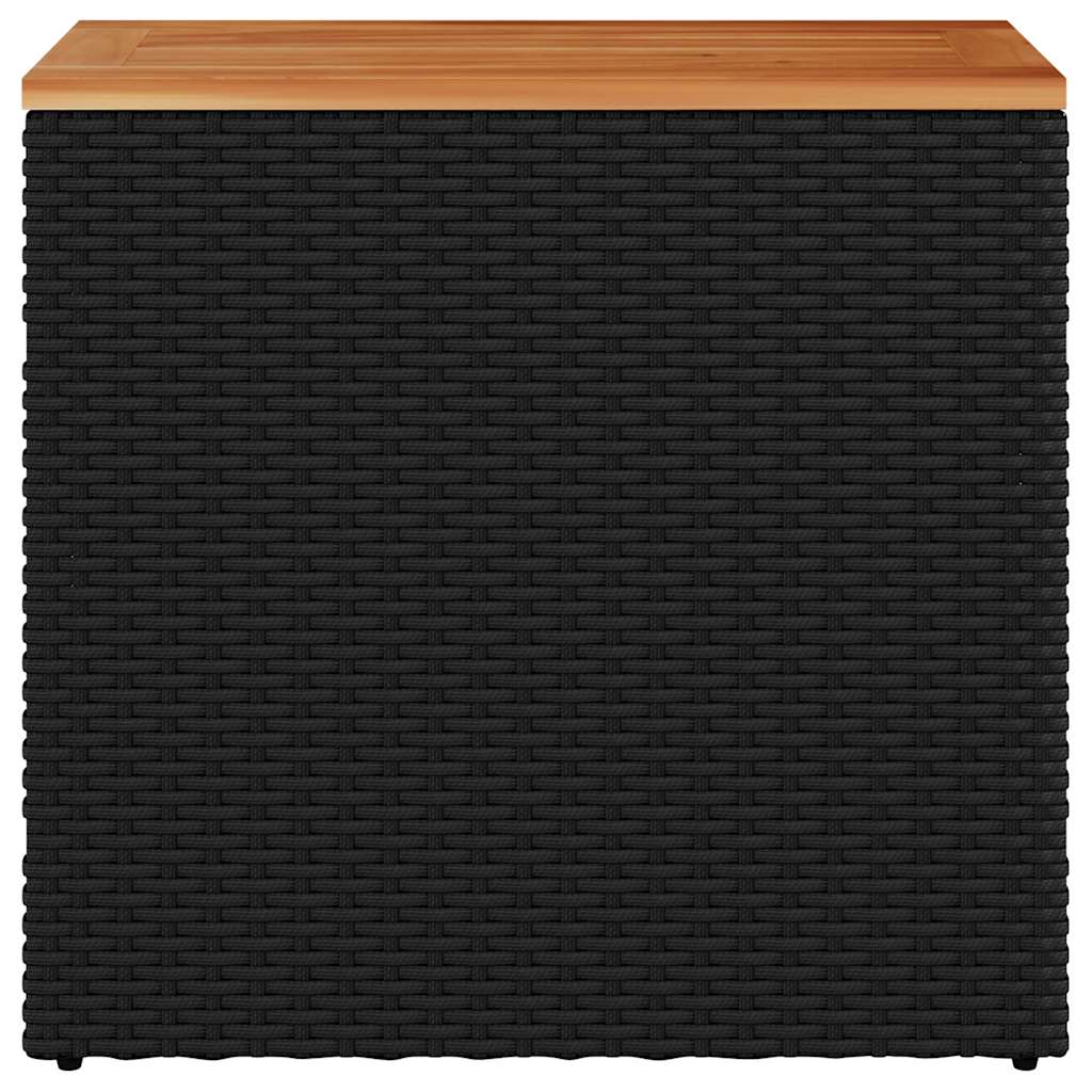 Garten-Beistelltisch mit Glasplatte Schwarz 58x27,5x55cm Rattan
