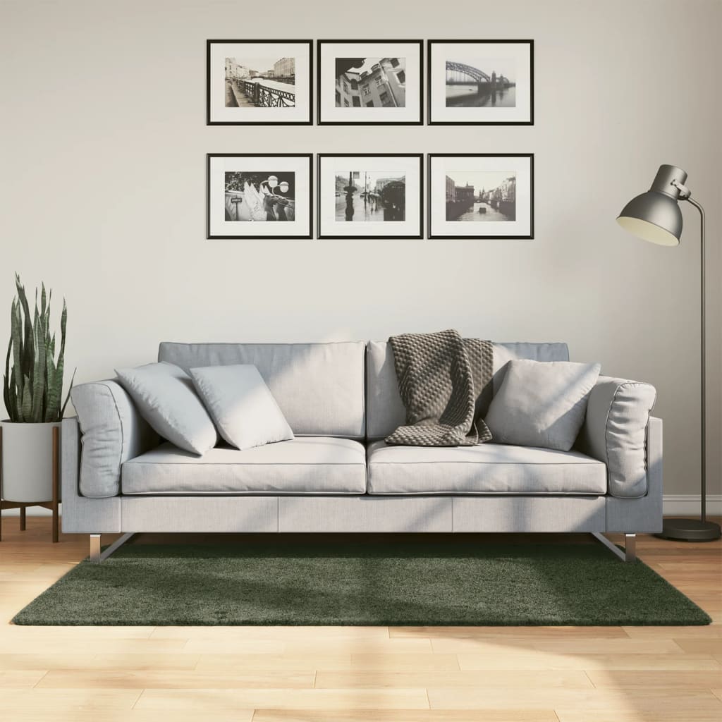 Teppich HUARTE Kurzflor Weich und Waschbar Anthrazit 60x110 cm