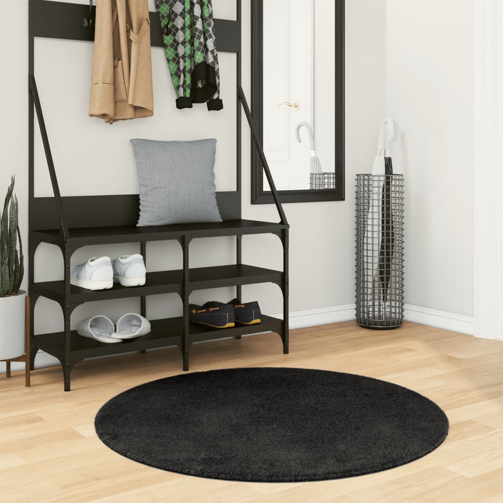 Teppich HUARTE Kurzflor Weich und Waschbar Anthrazit 60x110 cm