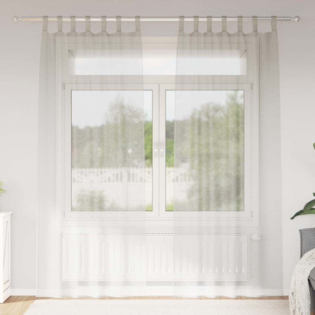Voile-Vorhang mit Vorhängen 2 pcs Weiß 140 x 140 cm Polyester