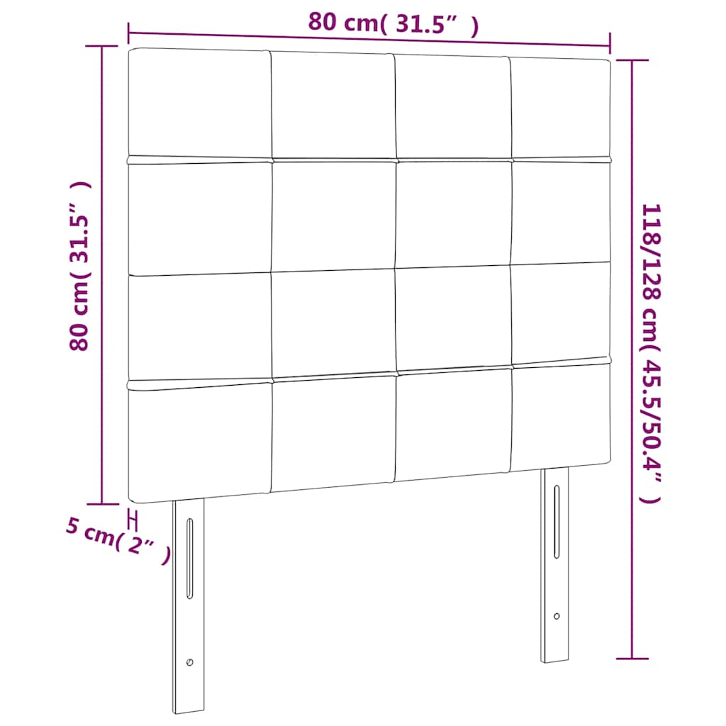Kopfteil Hellgrau 80x5x118/128 cm Samt