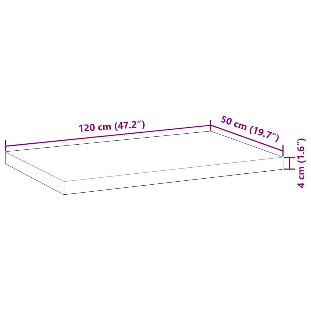 Tischplatte Rechteckig 60x50x2 cm Massivholz Akazie
