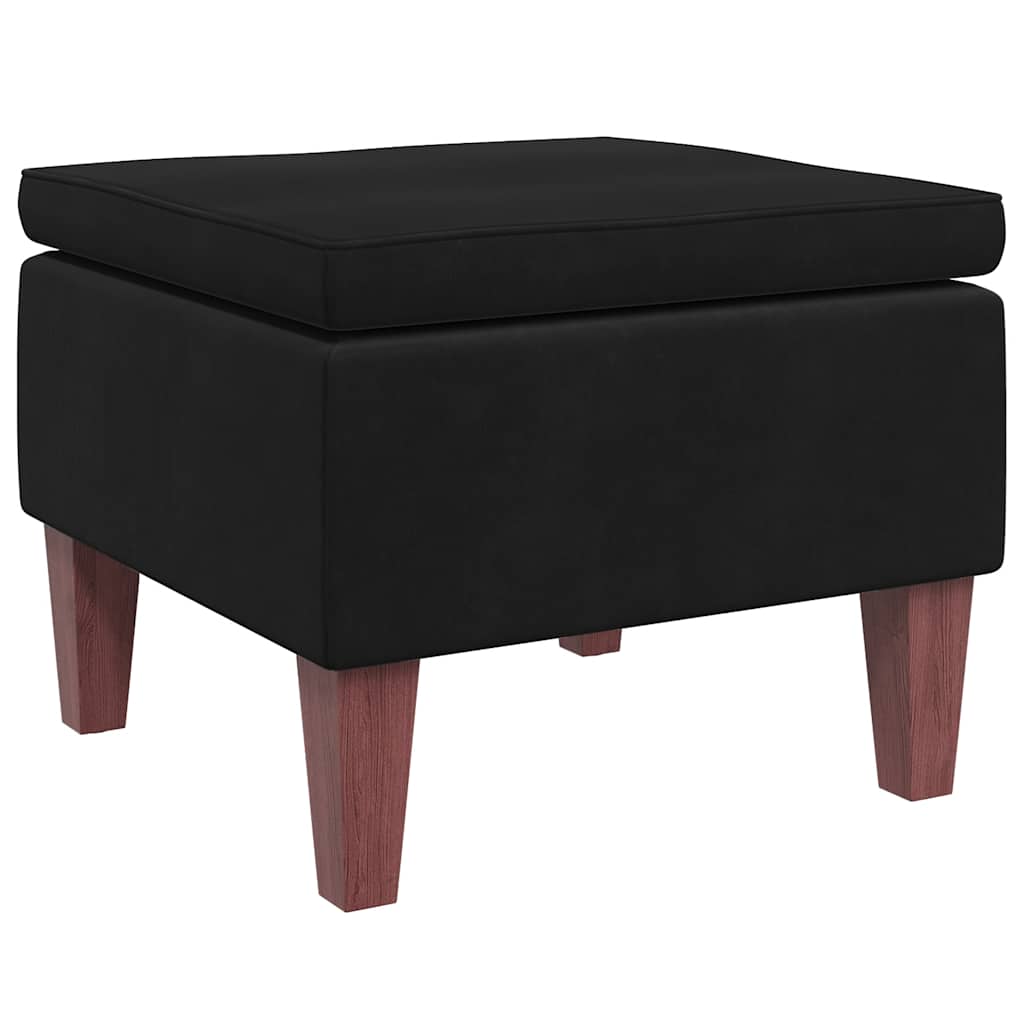 Hocker mit Holzbeinen Dunkelgrau Samt