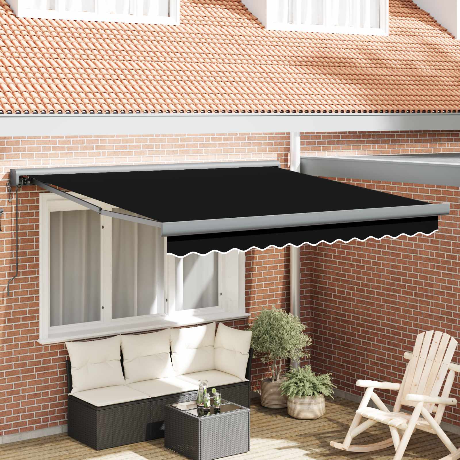 Markise Einziehbar Blau und Weiß 4x3 m Stoff und Aluminium