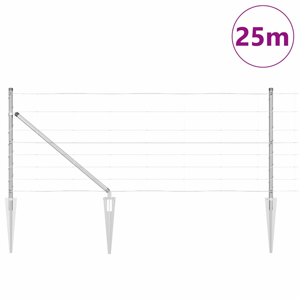 Ground Fix Geschweißter Drahtzaun 25 x 0,8 m Silber Netz