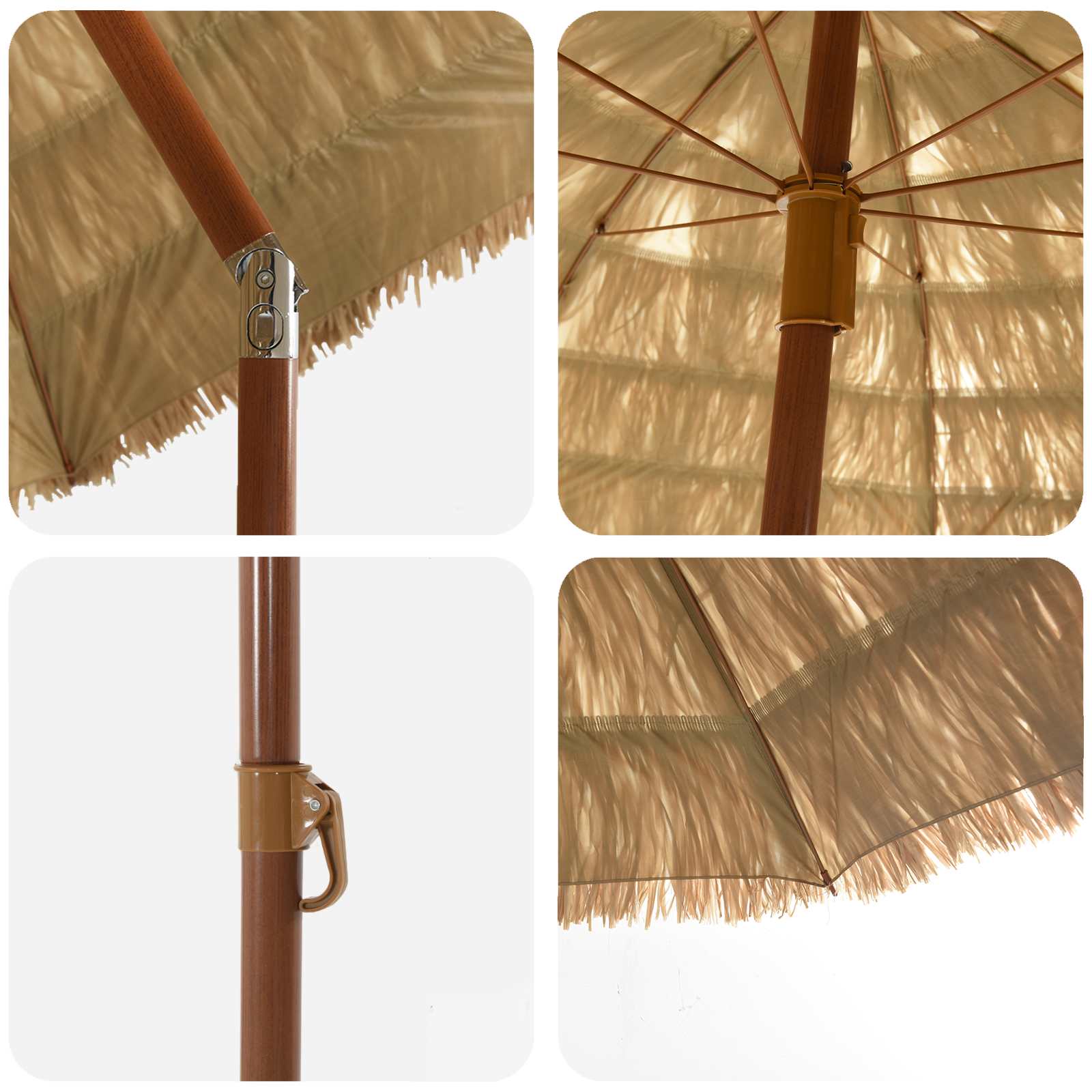 Garten-Sonnenschirm Natur 160 x 160 x 196 cm