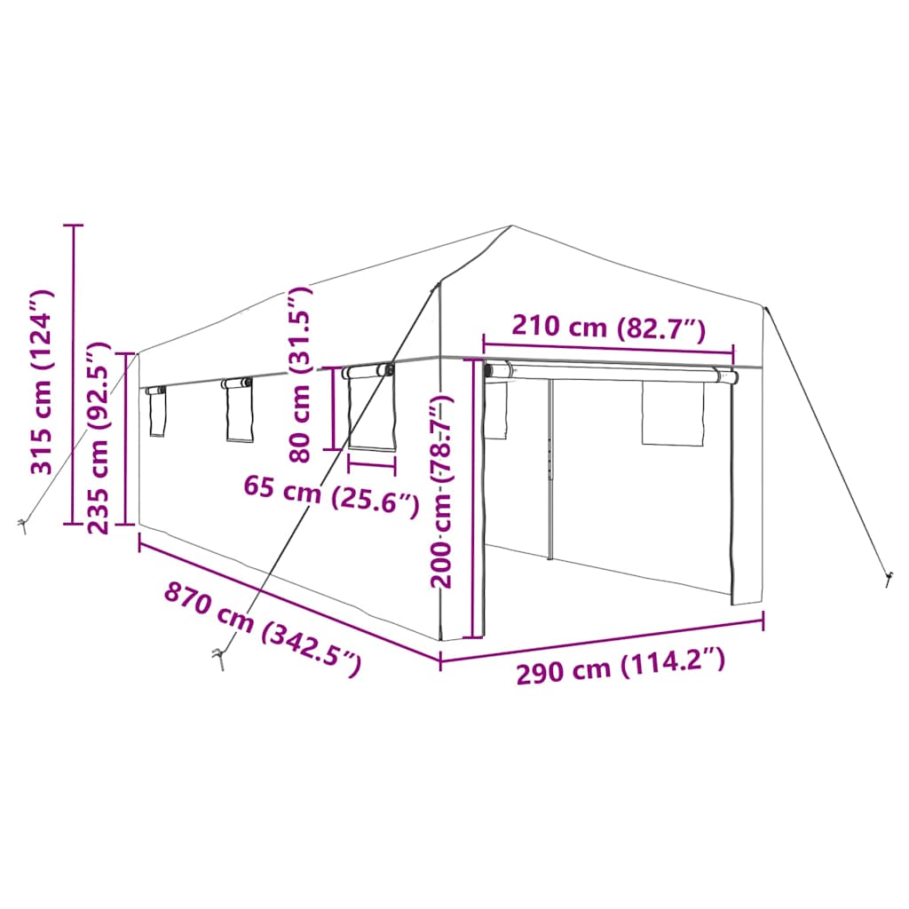 Gewächshaus mit Pop-up-Rahmen Grün 200 x 200 x 300 cm Eisen
