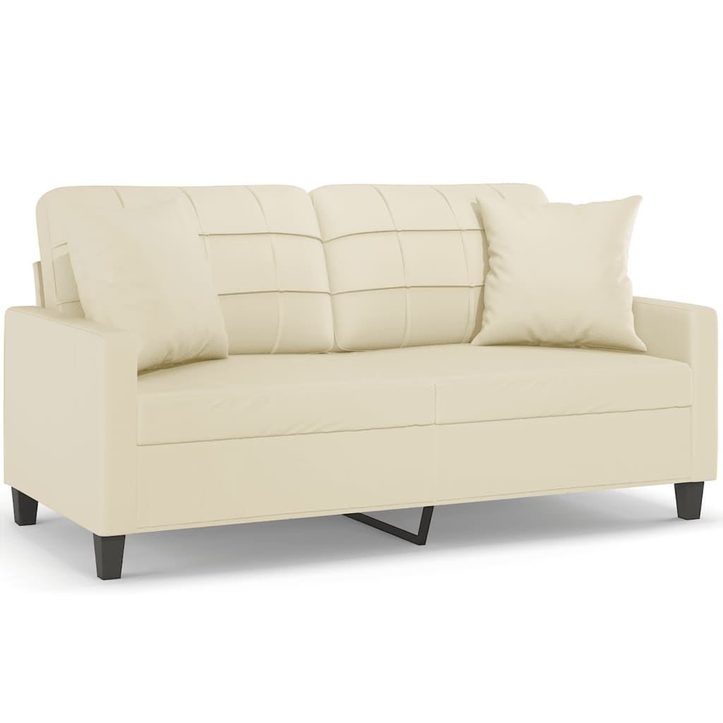 3-Sitzer-Sofa mit Zierkissen Schwarz 180 cm Kunstleder
