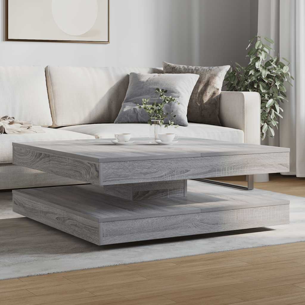 Couchtisch 360-Grad Drehbar Weiß 90x90x34,5 cm